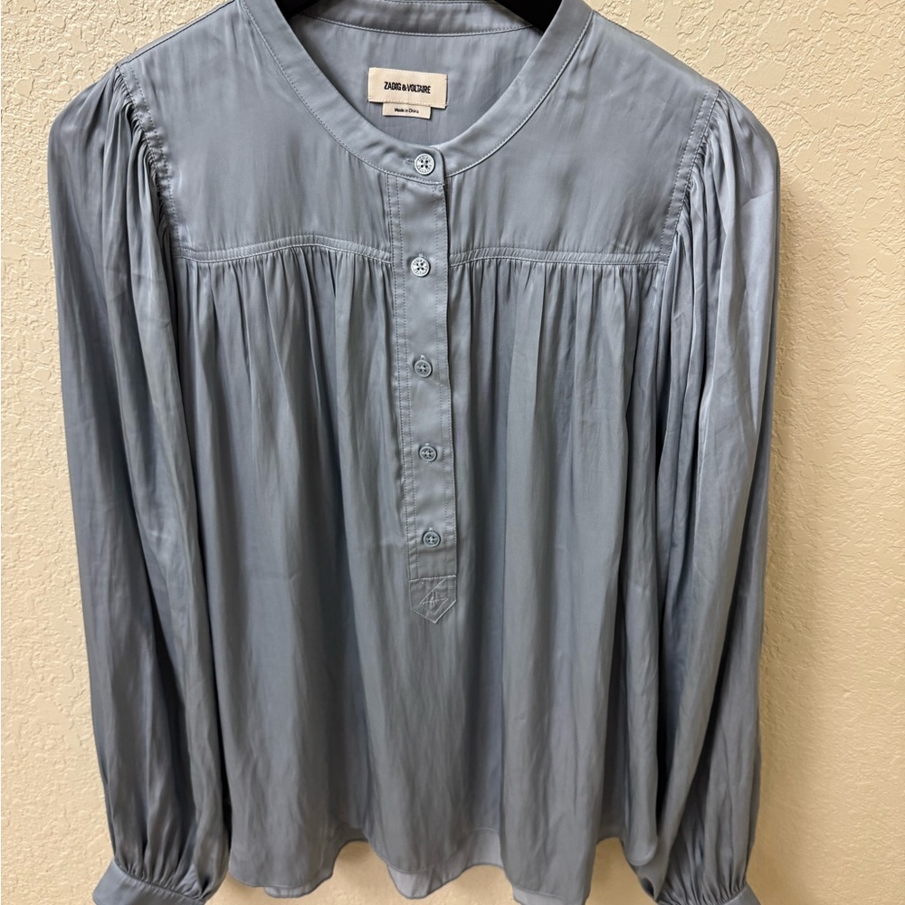 Zadig &Voltaire Women’s light gray blouse Size 12 Made in China 100% polyester